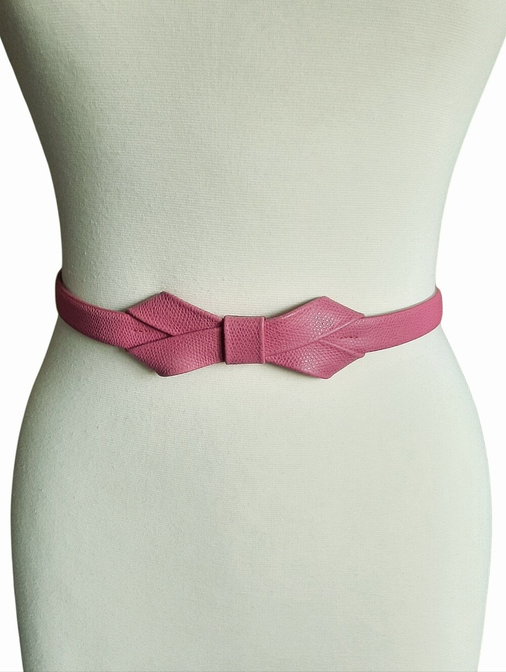 DONCASTER Pink Snake Embossed Leather Bow Front Belt Sz M/L Made in Italy